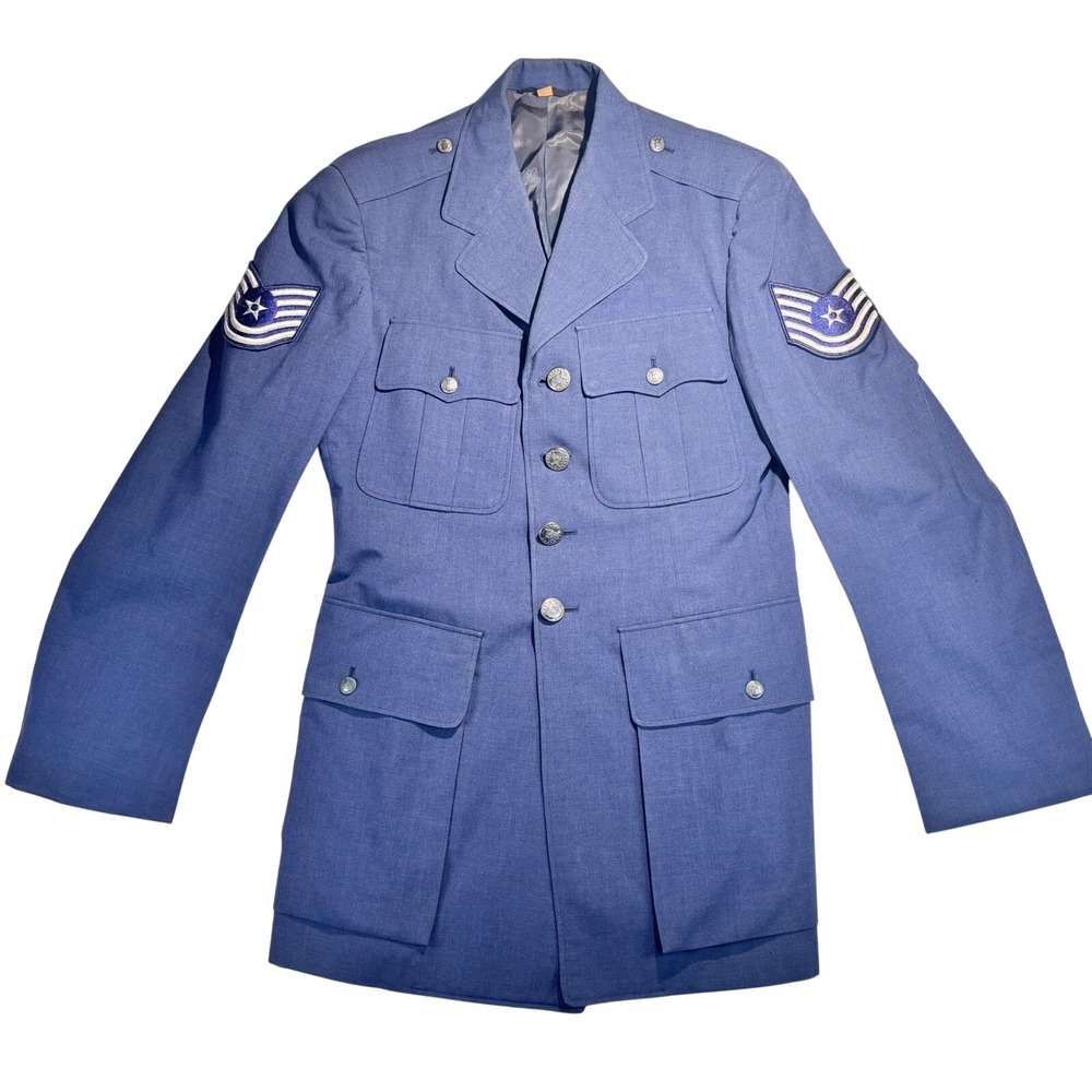 VTG 1950s‎ US Air Force Blue Shade 84 Wool Tropical Dress Coat Service Coat 36L